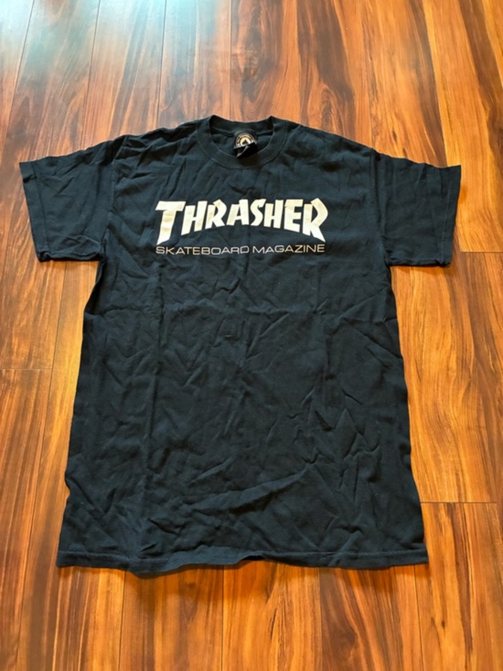 Thrasher Black T-Shirt with White Skateboard Magazine Logo